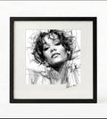 Whitney Houston Black and White Portrait Print-Framed Music Wall Art