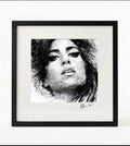 Amy Winehouse Black and White Portrait Print-Framed Music Wall Art