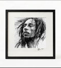 Bob Marley Black and White Portrait Print-Framed Music Wall Art