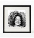 Diana Ross Black and White Portrait Print-Framed Music Wall Art
