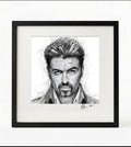 George Micheal Black and White Portrait Print-Framed Music Wall Art