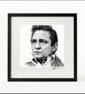 Johnny Cash Black and White Portrait Print-Framed Music Wall Art