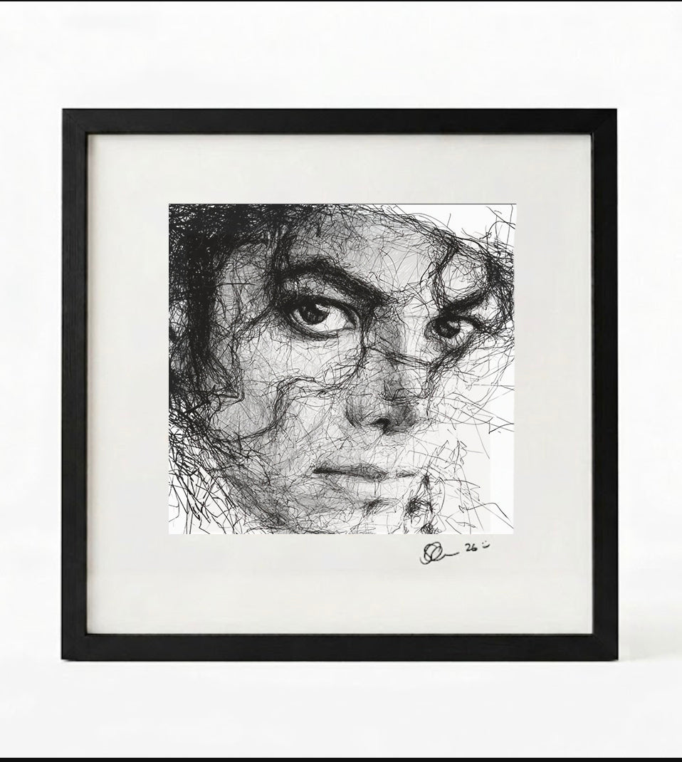 Micheal Jackson Black and White Portrait Print-Framed Music Wall Art
