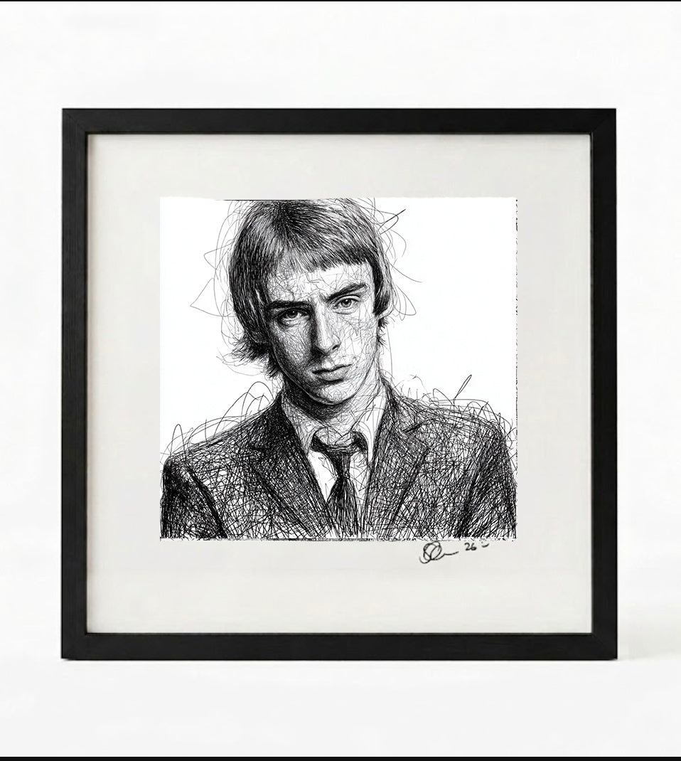 Paul Weller Black and White Portrait Print-Framed Music Wall Art