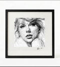 Taylor Swift Black and White Portrait Print-Framed Music Wall Art