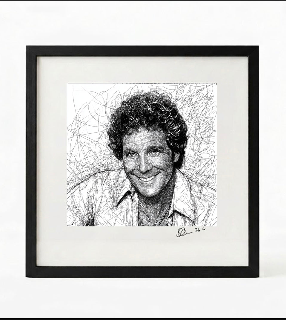 Tom Jones  Black and White Portrait Print-Framed Music Wall Art