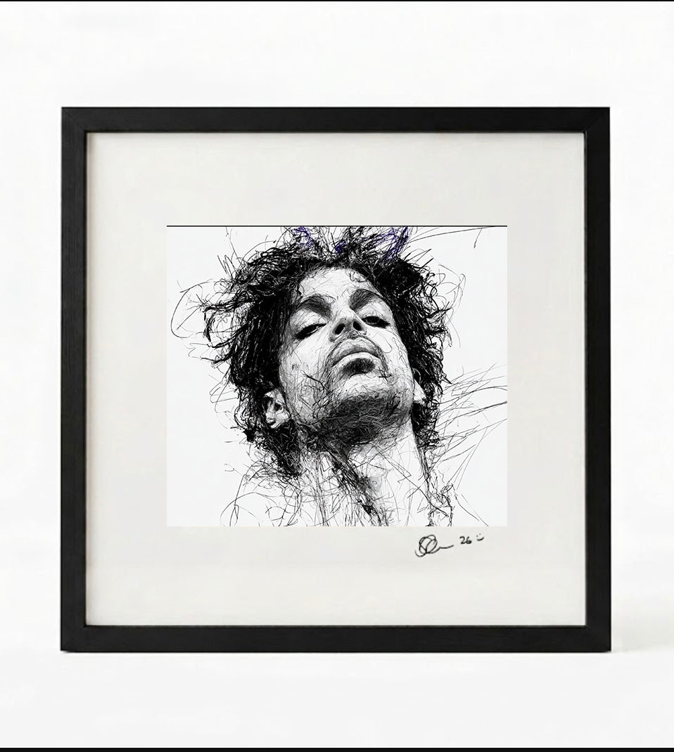 Prince Black and White Portrait Print-Framed Music Wall Art